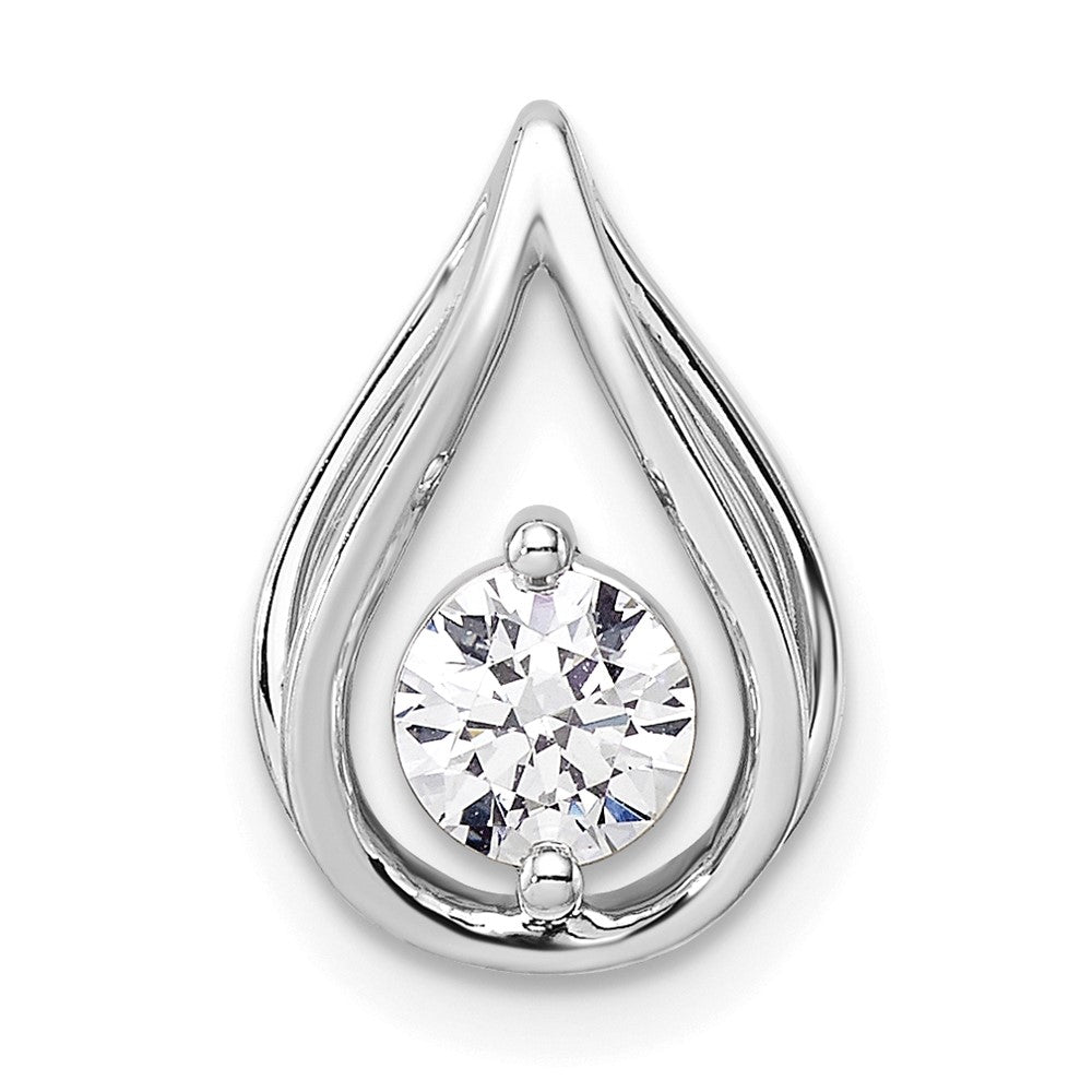 14k White Gold 1/2 carat Lab Grown Diamond VS/SI+ G+ Teardrop Chain Slide Pendant