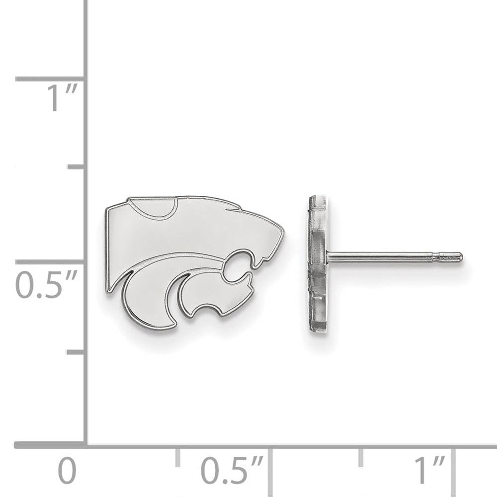 Sterling Silver Rhodium-plated LogoArt Kansas State University Wildcat Extra Small Post Earrings QSS008KSU