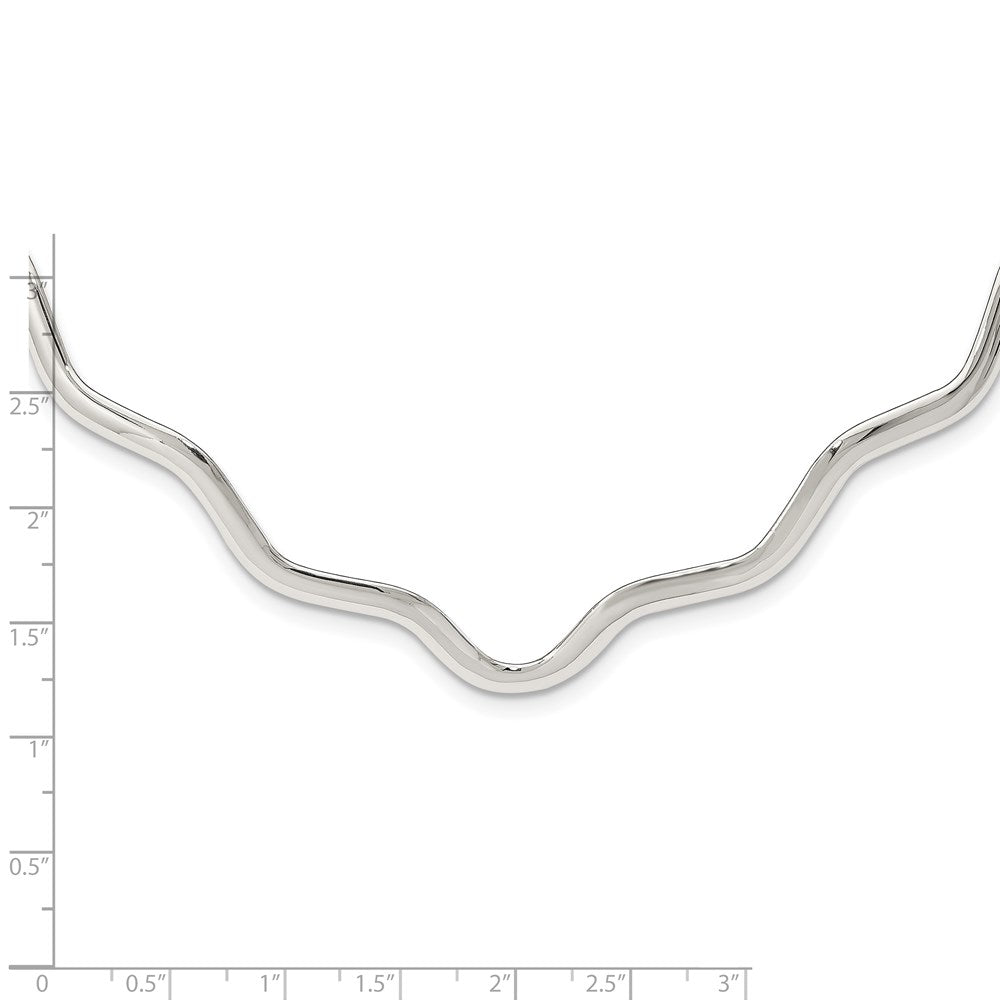Sterling Silver Wavy V-Shape Neck Collar 14 Inches