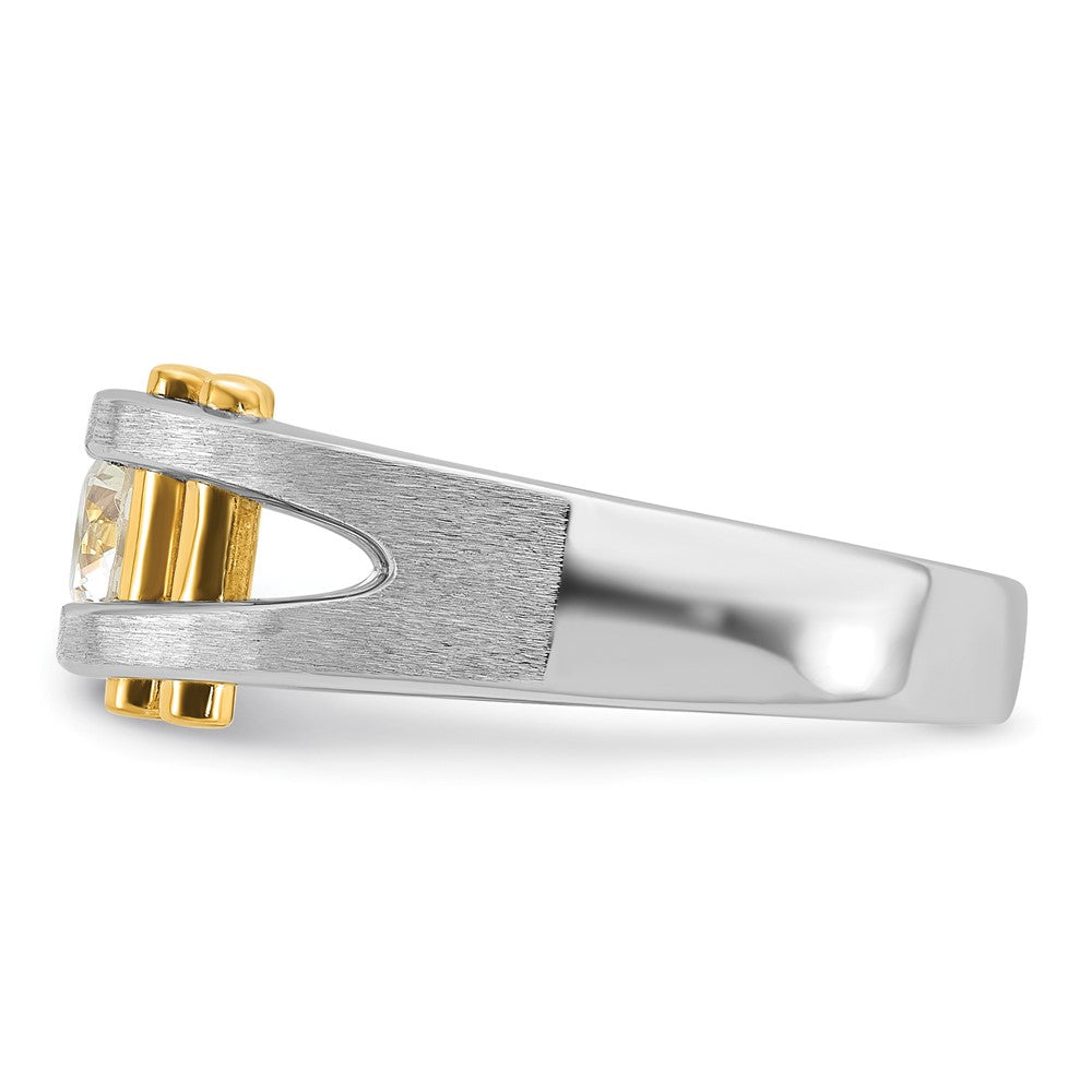 IBGoodman 14k Two-Tone 3/8 carat Lab Grown Diamond VS/SI+ G+ Polished and Satin Cut-Out Solitaire Complete Men's Ring