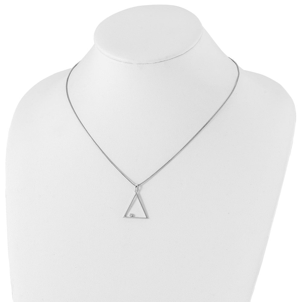 White Ice Sterling Silver Rhodium-plated 18 Inch Diamond Open Triangle Necklace with 2 Inch Extender 18 Inches