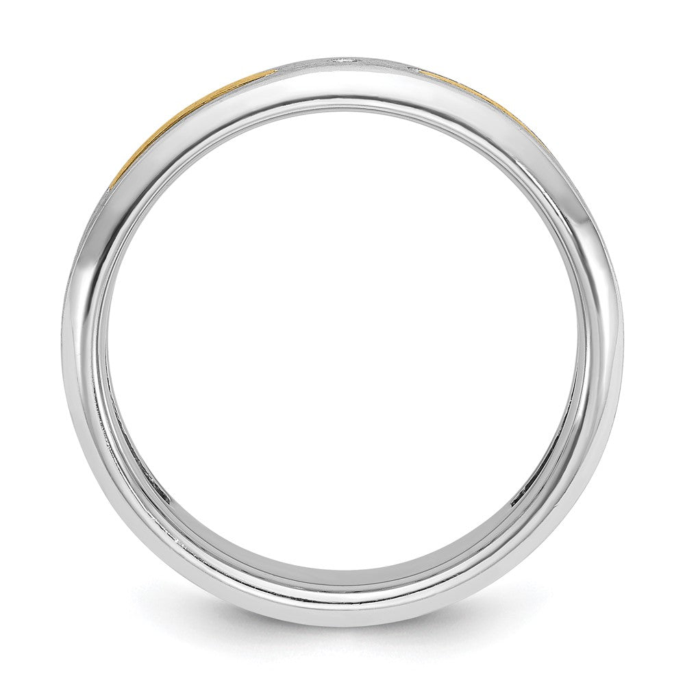 14k Two-tone IBGoodman Men's Polished and Satin Diamond Complete Ring Size 10