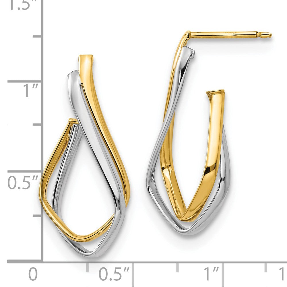 14K w/Rhodium Polished Post Earrings