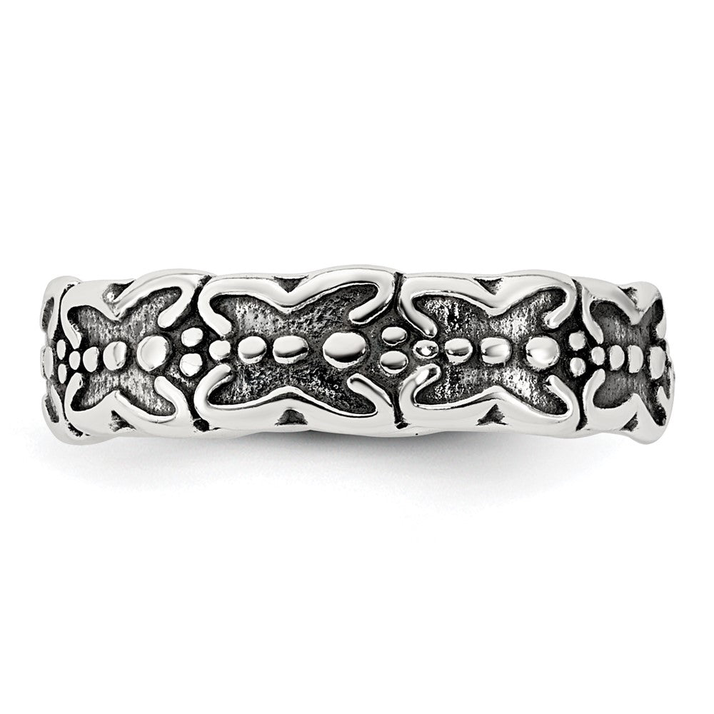 Sterling Silver Polished and Antiqued Butterfly Toe Ring