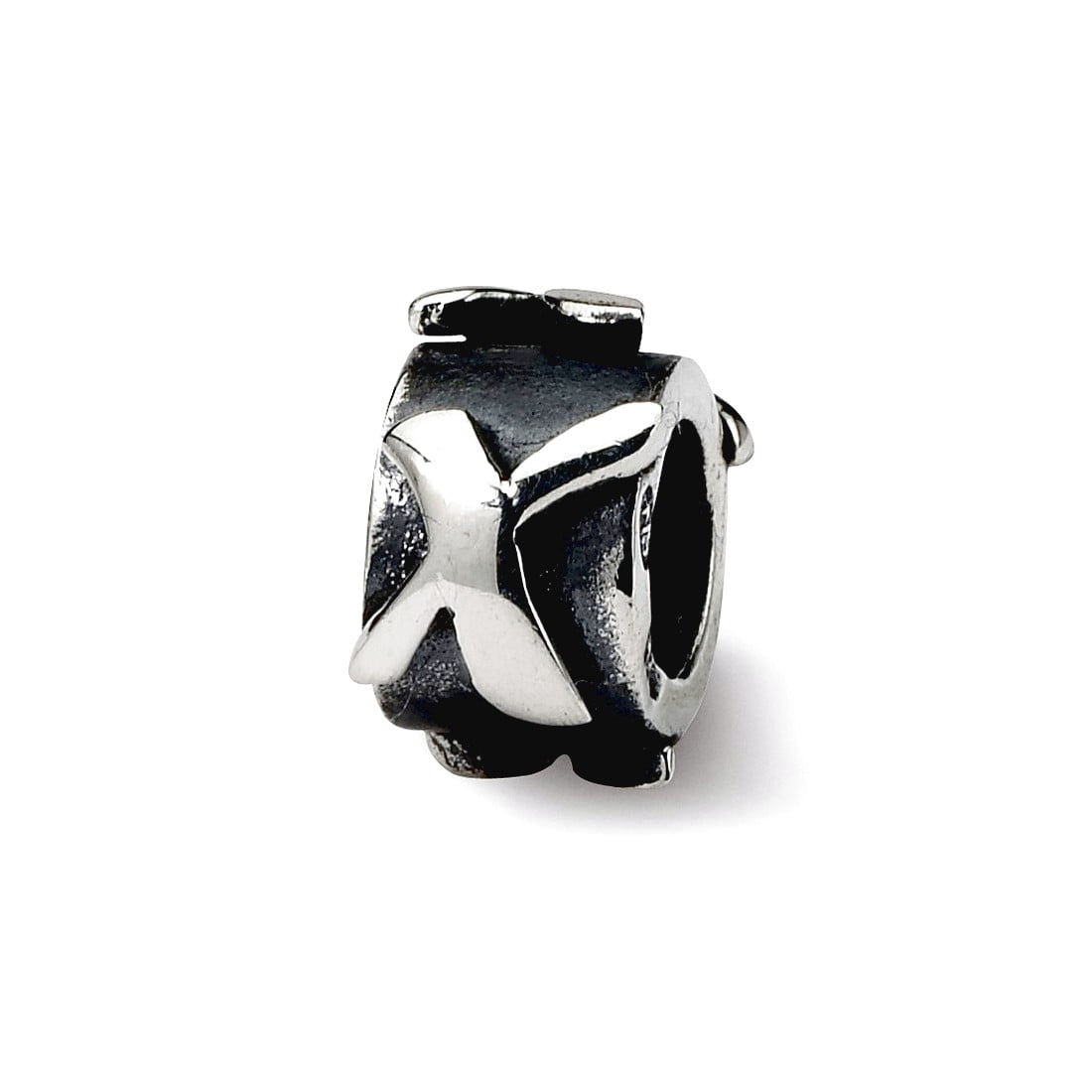 925 Sterling Silver Polished Artisan Oxidized Reflections Letter Name Personalized Monogram Initial X Message Bead Charm