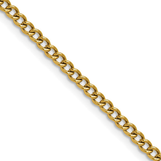 Chisel Stainless Steel Polished Yellow IP-plated 3mm 20 inch Round Curb Chain
