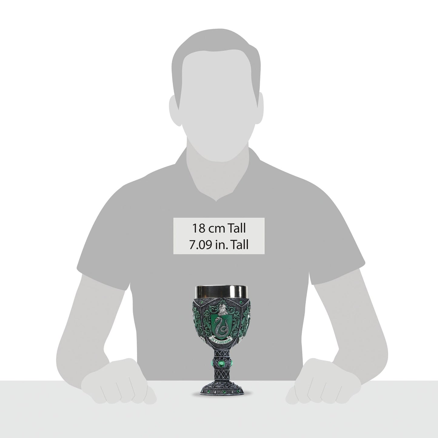Wizarding World of Harry Potter Slytherin Decorative Resin Stainless Steel Goblet 7in H