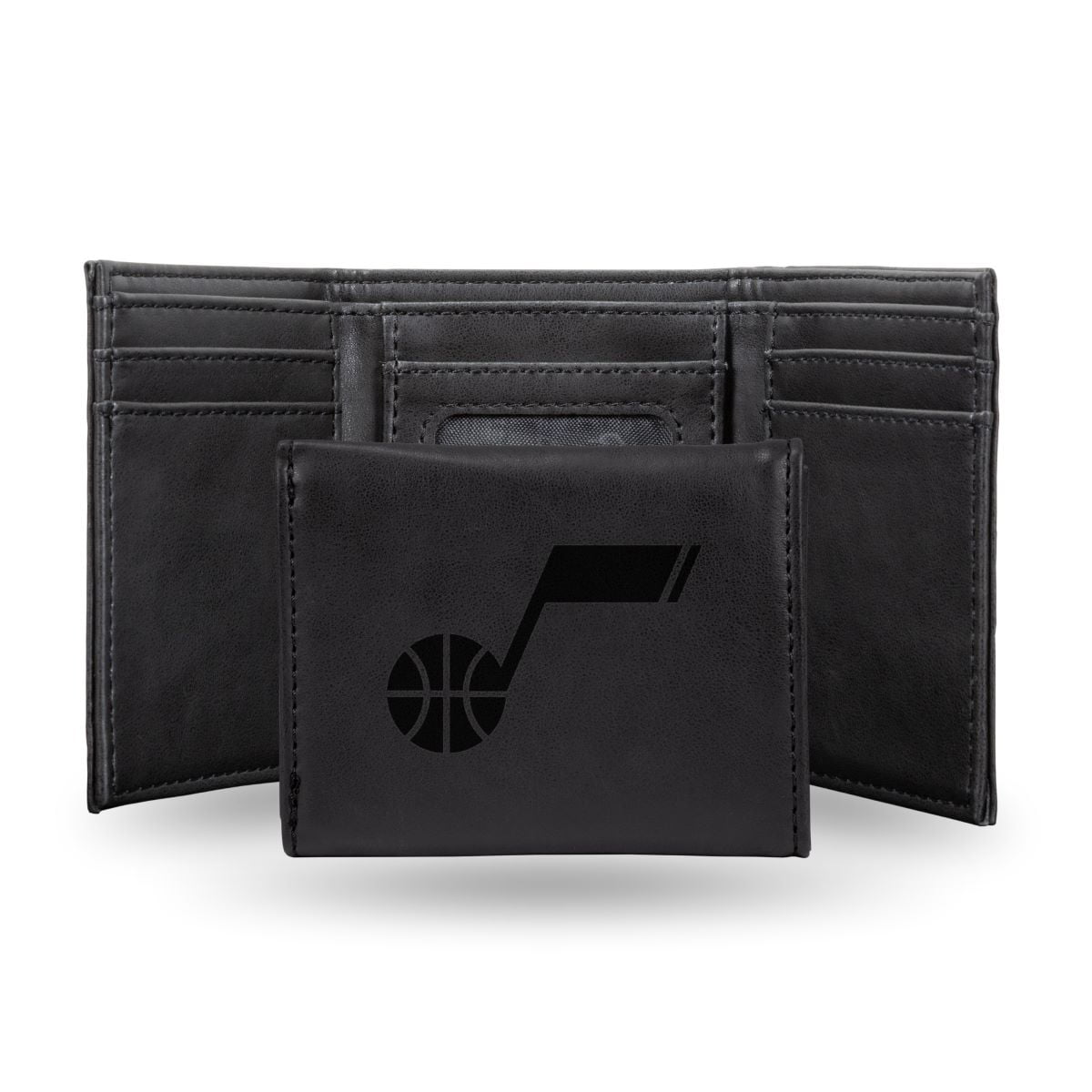 Utah NBA Jazz Laser Engraved Black Trifold Wallet