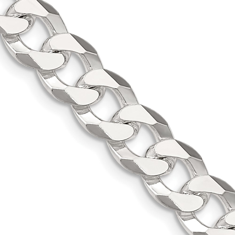 Sterling Silver 8.5mm Beveled Curb Chain 24 Inches