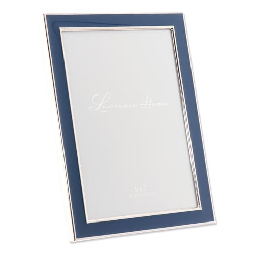 Lawrence Frames Silver Plated 5x7 Navy Enamel Picture Frame