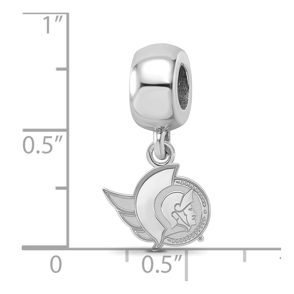 Sterling Silver Rhodium-plated NHL LogoArt Ottawa Senators Extra Small Dangle Bead Charm