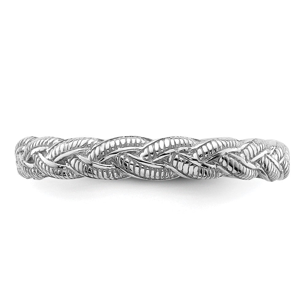 Sterling Silver Stackable Expressions Rhodium-plated Twist Ring Size -6