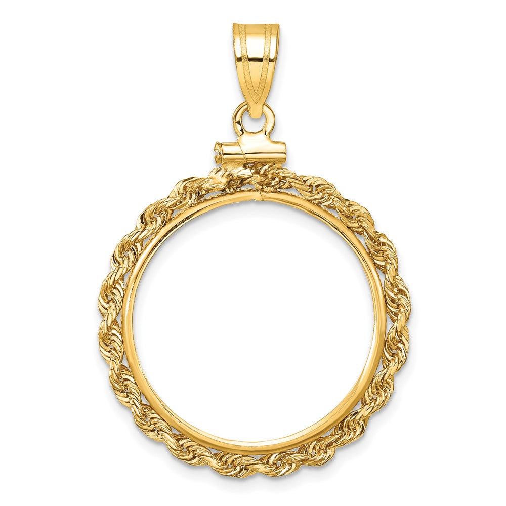 Wideband Distinguished Coin Jewelry 14k Polished Rope 20.1mm x 2.1mm Screw Top Coin Bezel Pendant