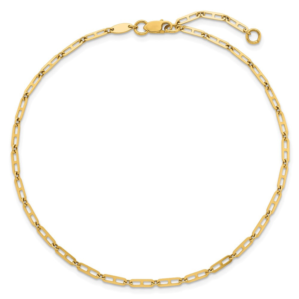 14k Polished Elongated Anchor Link 9 inch with 1 inch Extender Anklet
