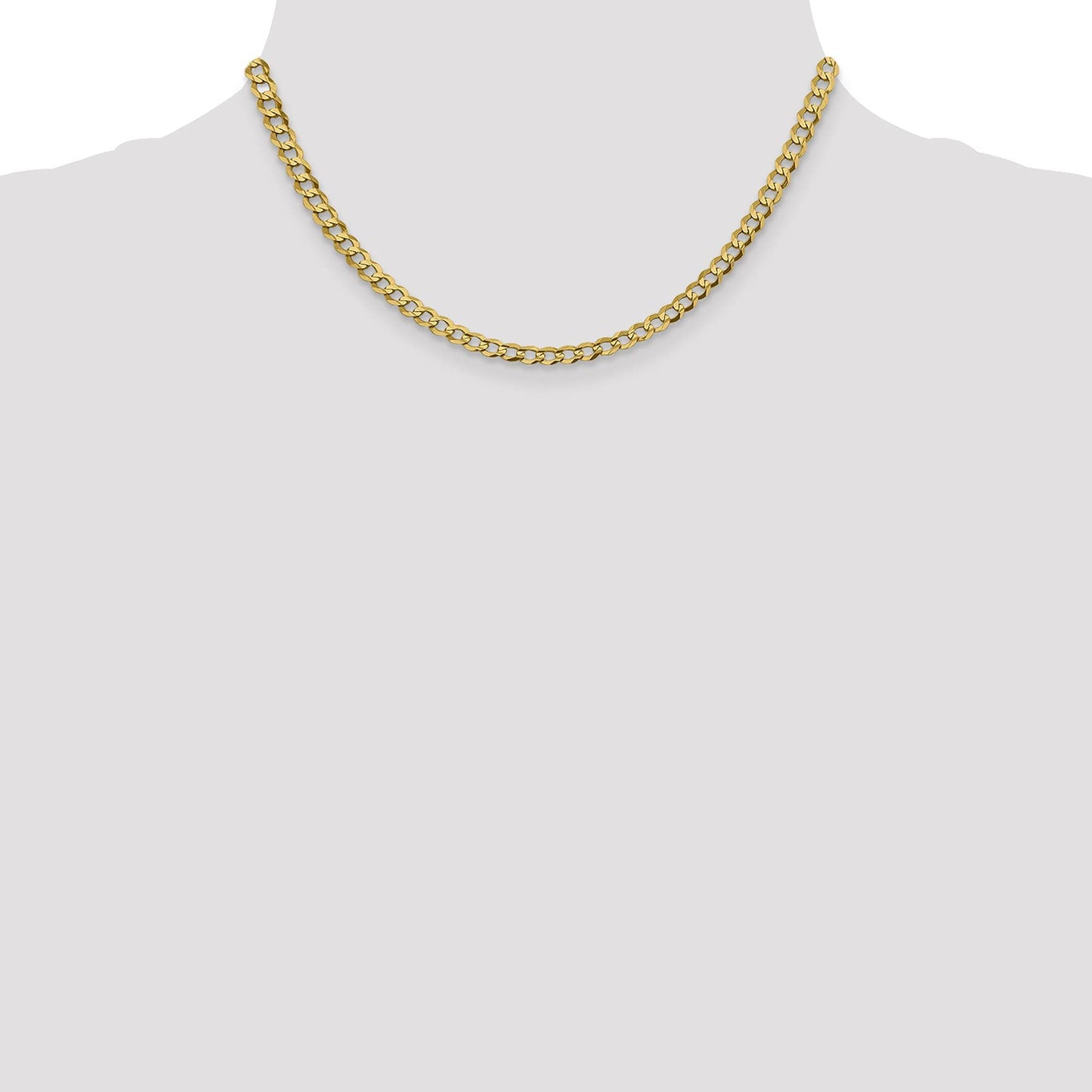14K 16 inch 4.7mm Lightweight Flat Cuban with Lobster Clasp Chain
