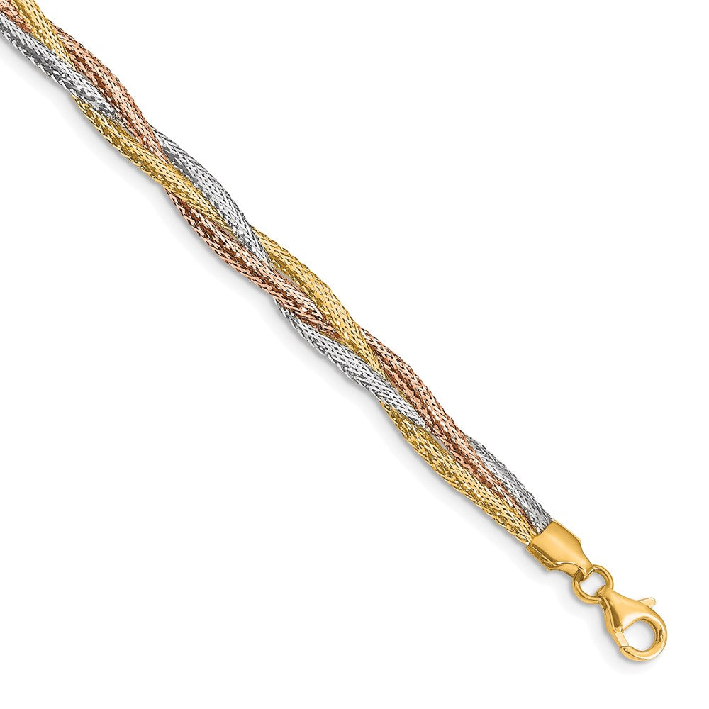 14k w/ Wht Rhodium and Rose Gold-plating Stretch Bracelet 7.5  inches