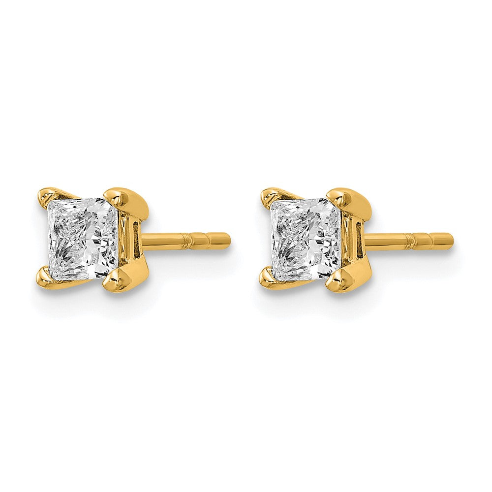 14K Gold 5/8 Carat Lab Grown Diamond VS/SI+ G+ Princess 4-Prong Complete Stud Earrings