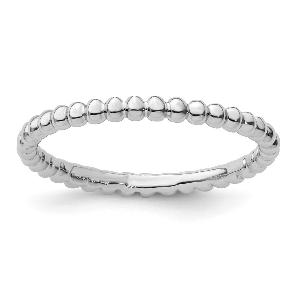 Sterling Silver Stackable Expressions Rhodium Beaded Ring Size -6