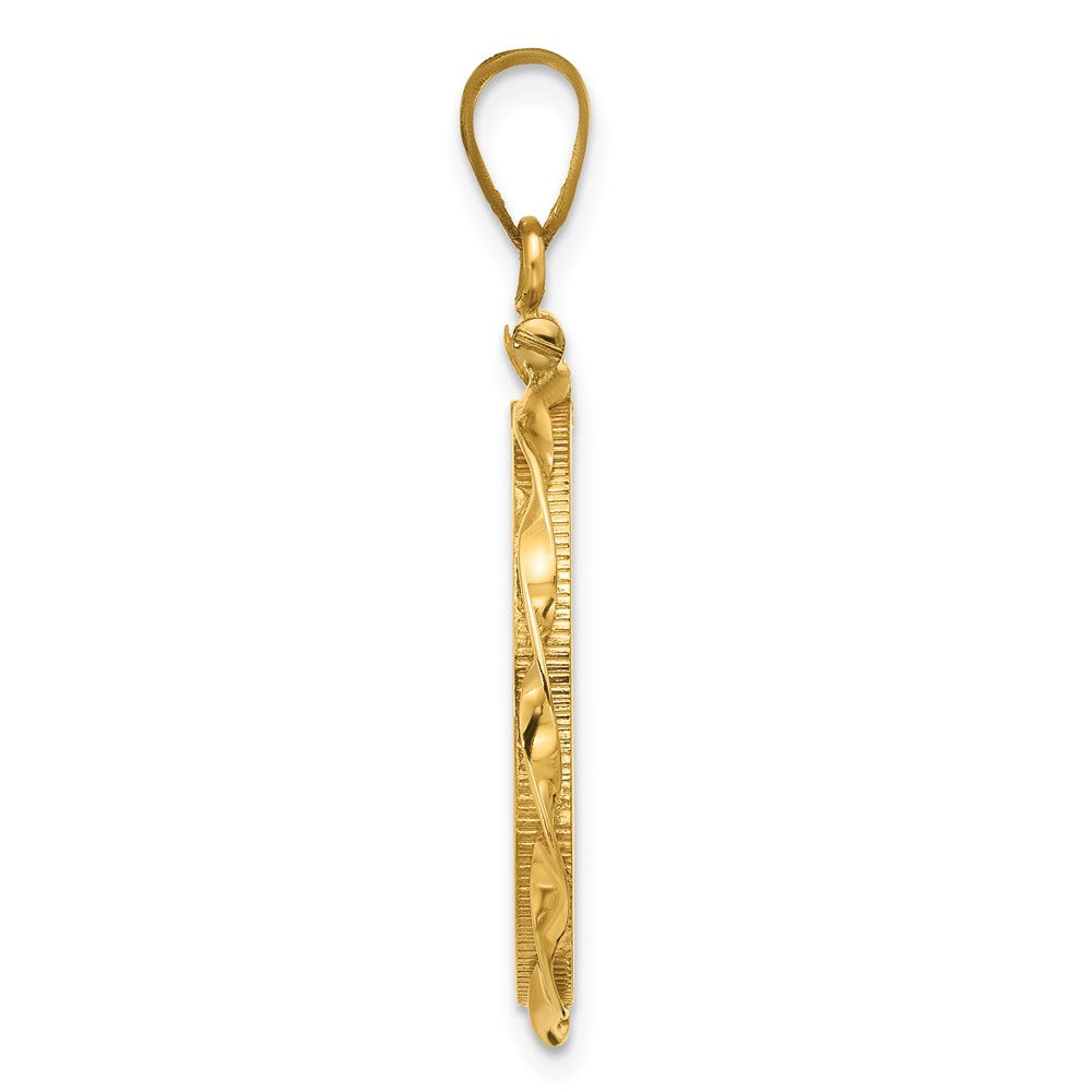 Wideband Distinguished Coin Jewelry 14k Polished Hand Twisted Ribbon 21.6mm x 1.7mm Screw Top Coin Bezel Pendant