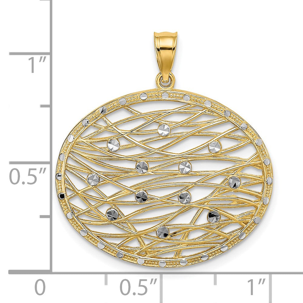 14K w/Rhodium D/C Oval Cut-Out Charm