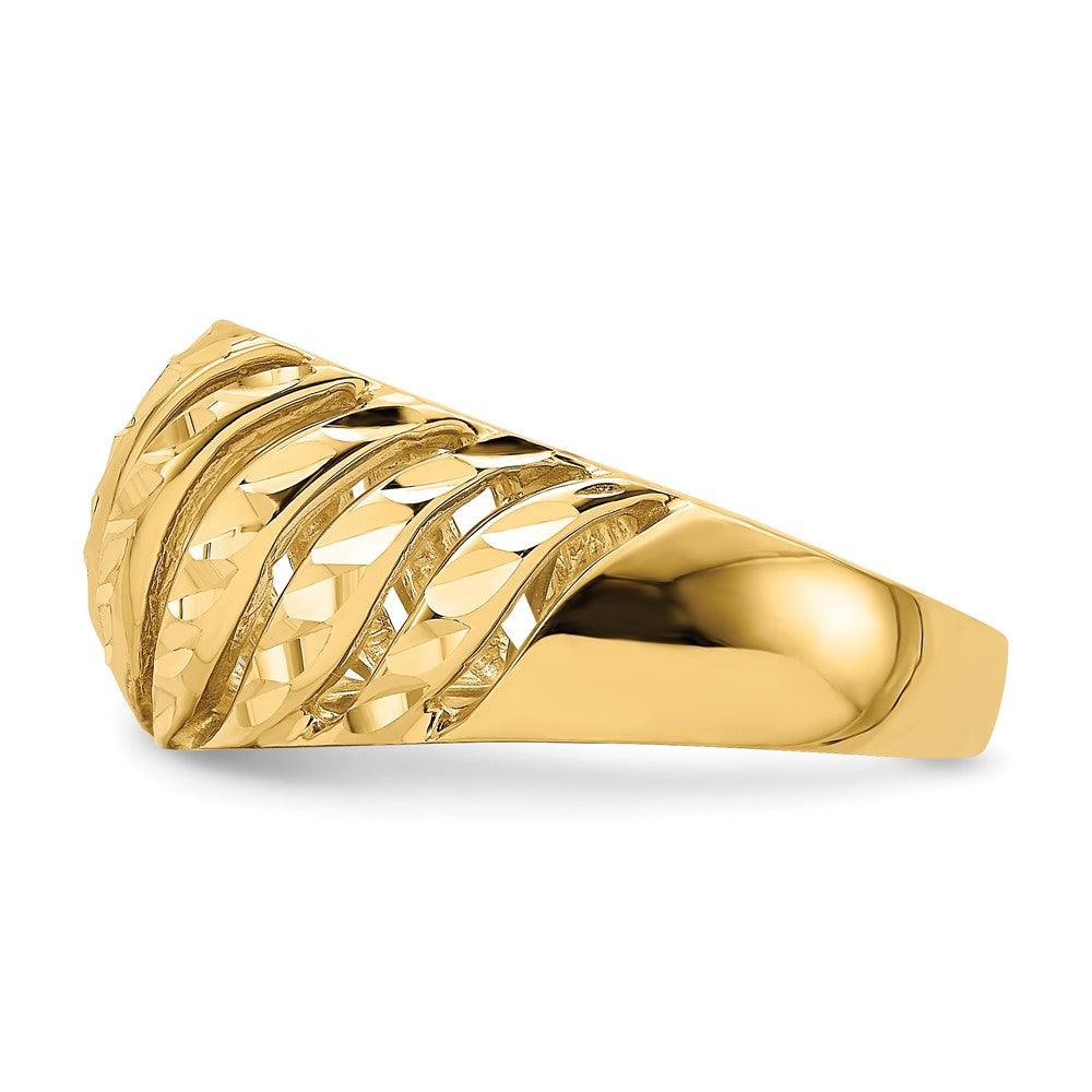 14K Open Slash Diamond-cut Dome Ring Size 7