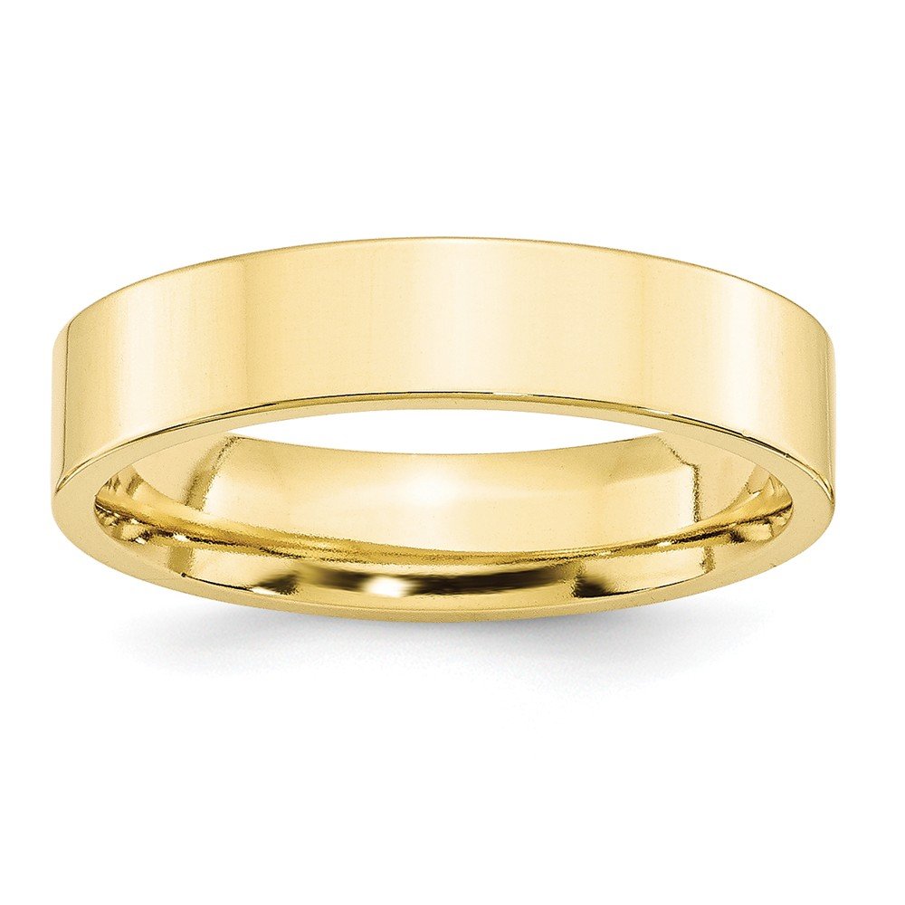 10k Yellow Gold 5mm Standard Weight Flat Comfort Fit Wedding Band Size 10.5
