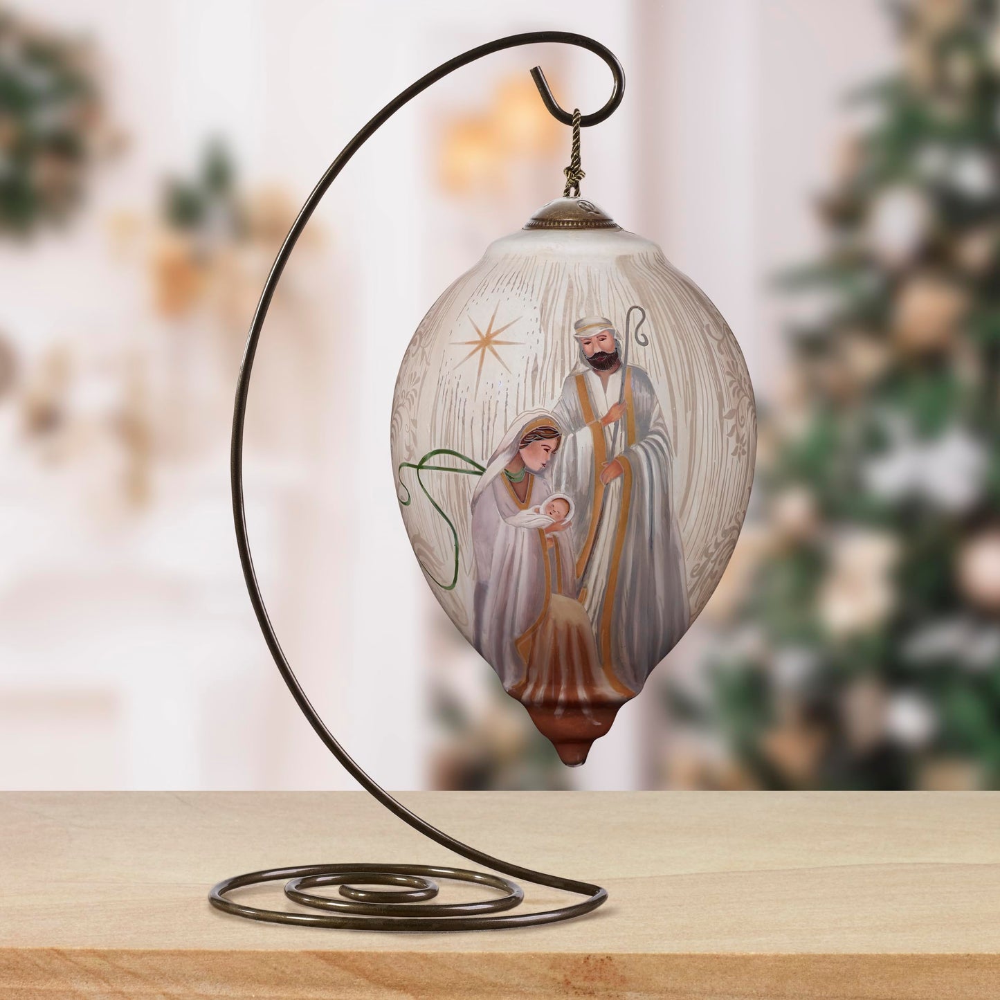 Ne'Qwa Ornament, Nativity-Let Every Heart Prepare Him Room, Hand Painted Blown Glass Ornament (7241113)
