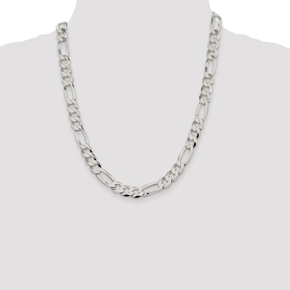 Sterling Silver 9.7mm Lightweight Flat Figaro Chain 22 Inches