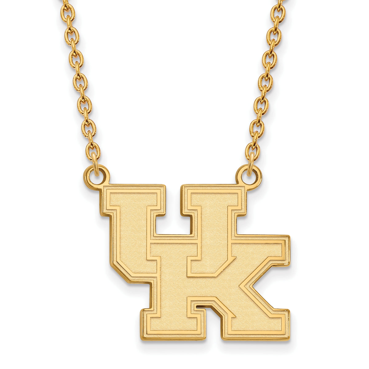 Sterling Silver Gold-plated LogoArt University of Kentucky U-K Large Pendant 18 inch Necklace Q-GP016UK-18
