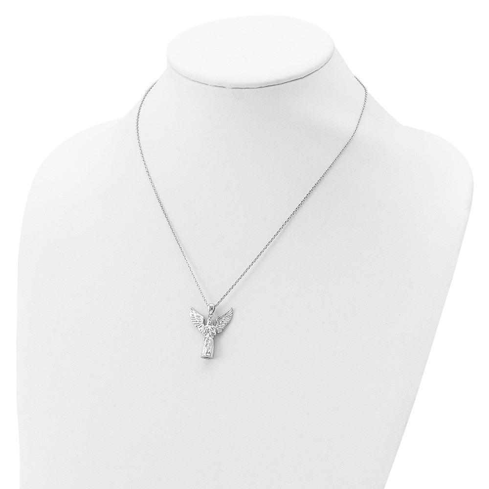 Sterling Silver Rhodium-plated Angel Ash Holder 18in Necklace 18 Inches