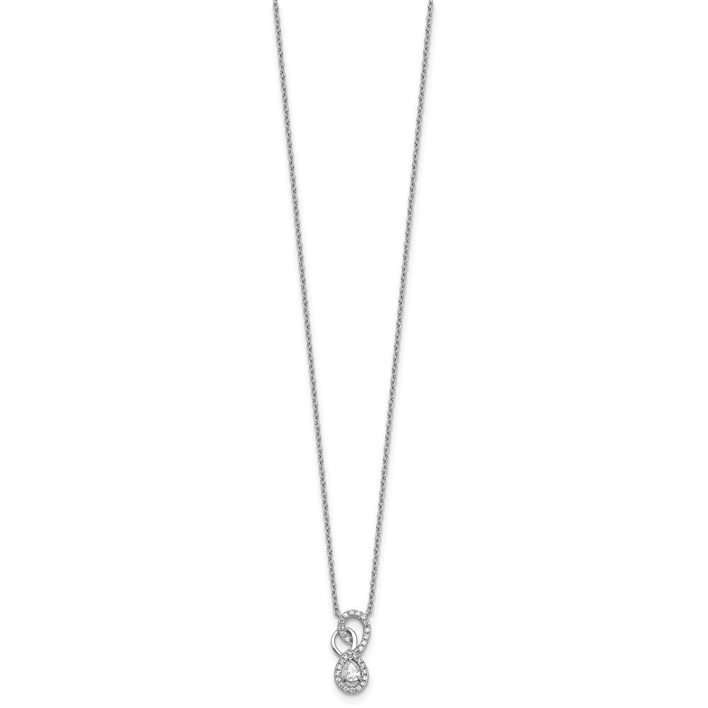 14K White Gold Polished 1/4 carat Diamond Fancy Infinity 18 inch Necklace
