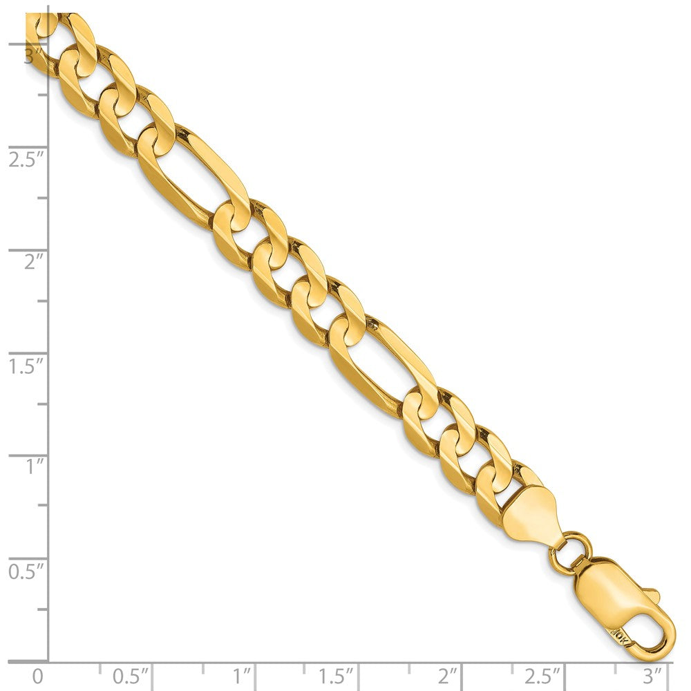 10K 7.5mm Concave Figaro Bracelet 8  inches