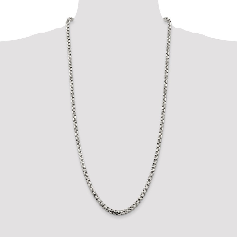 Sterling Silver 5.2mm Round Box Chain 30 Inches