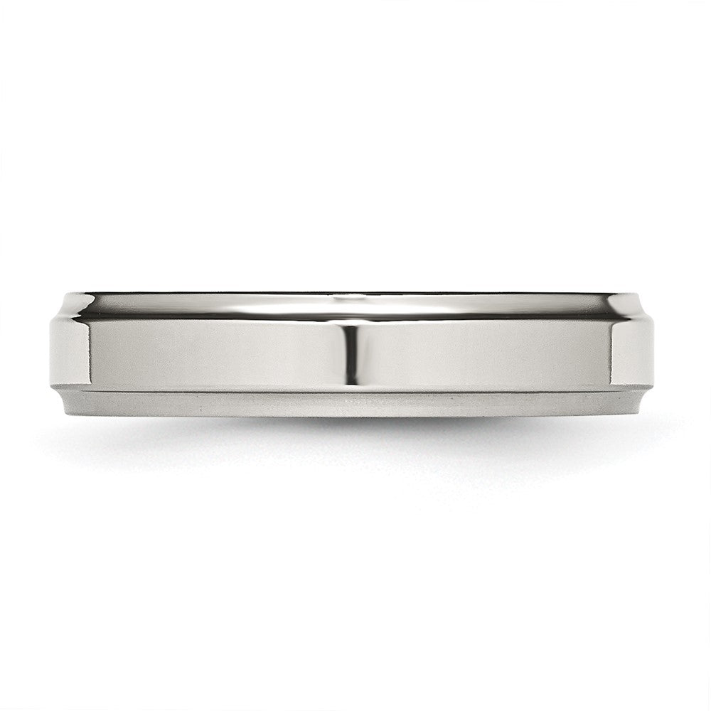 Stainless Steel Polished 5mm Ridged Edge Band Size - 8