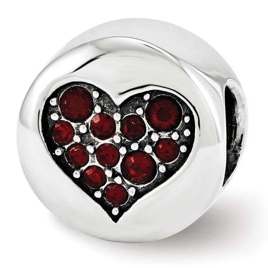 Sterling Silver Reflections Jan Red Crystal Faith Heart Bead