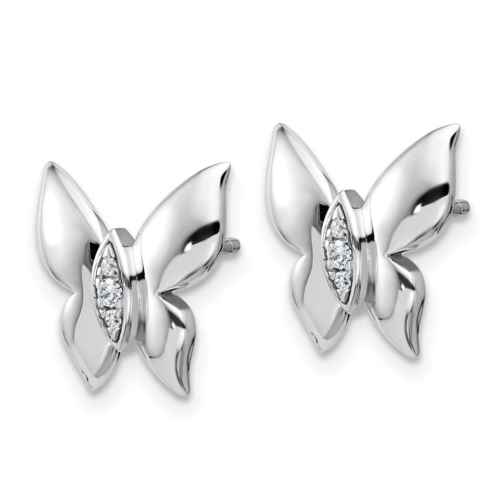 White Ice Sterling Silver Rhodium-plated Diamond Butterfly Post Earrings