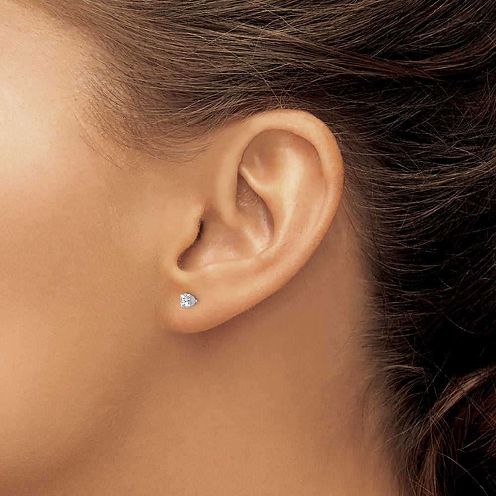 Inverness 18k White 3mm Square CZ Earrings