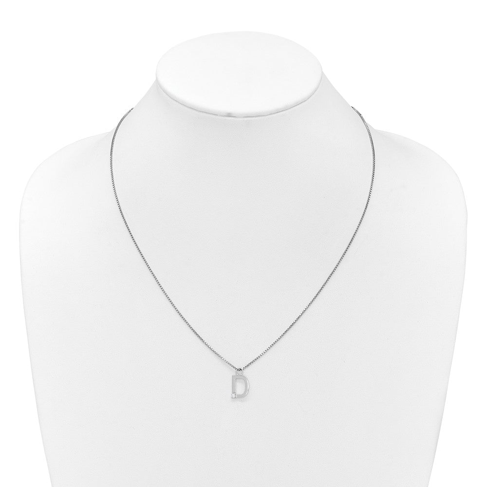 White Ice Sterling Silver Rhodium-plated 18 inch Diamond Letter D Initial Necklace plus 2 inch Extender 18 Inches
