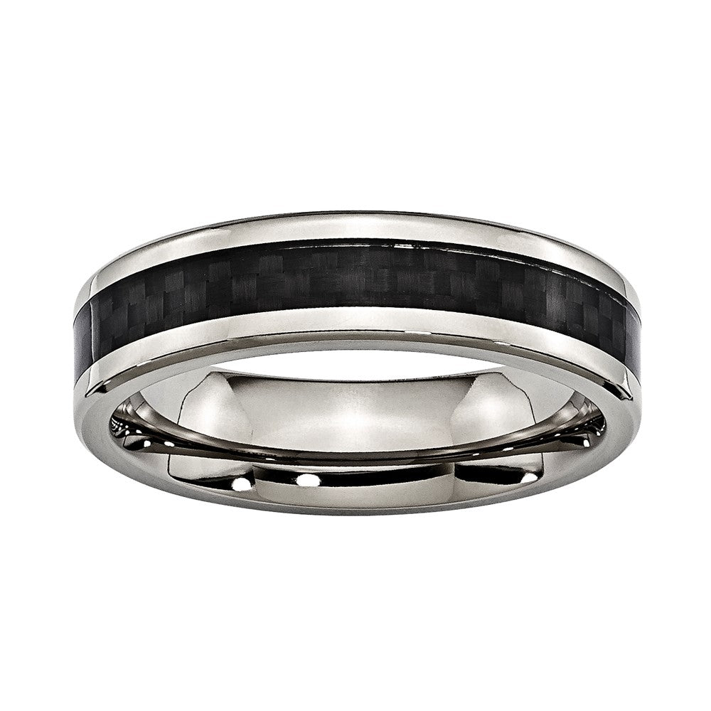 Titanium 6mm Comfort-fit w/Black Carbon Inlay Band