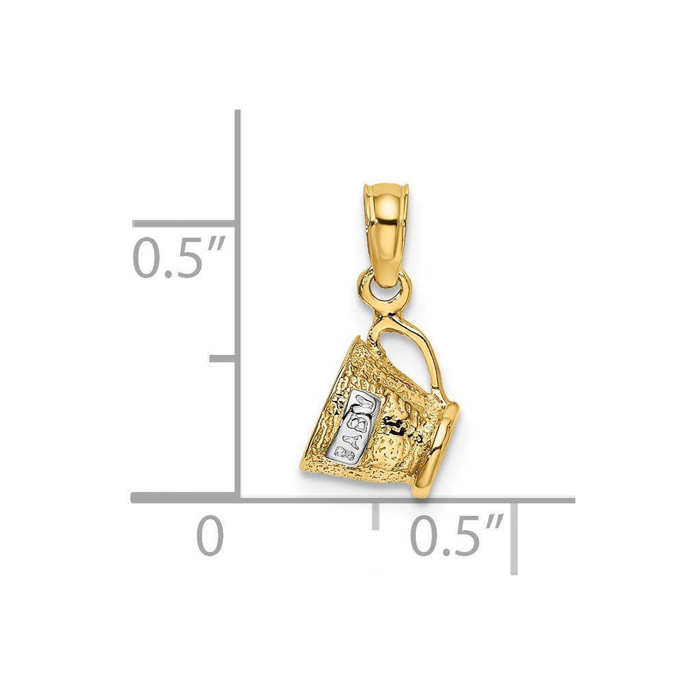 14k w/Rhodium 3-D Baby Cup Charm