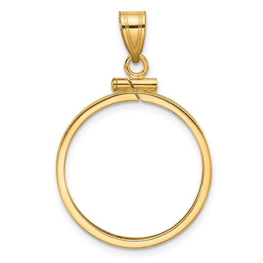 Wideband Distinguished Coin Jewelry 10k Polished 21.6mm x 1.7mm Screw Top Coin Bezel Pendant