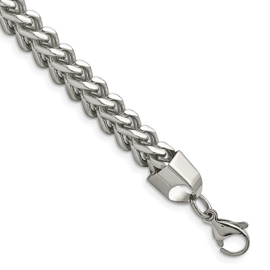 Stainless Steel Polished 6.75mm 9in Franco Chain 9 inches