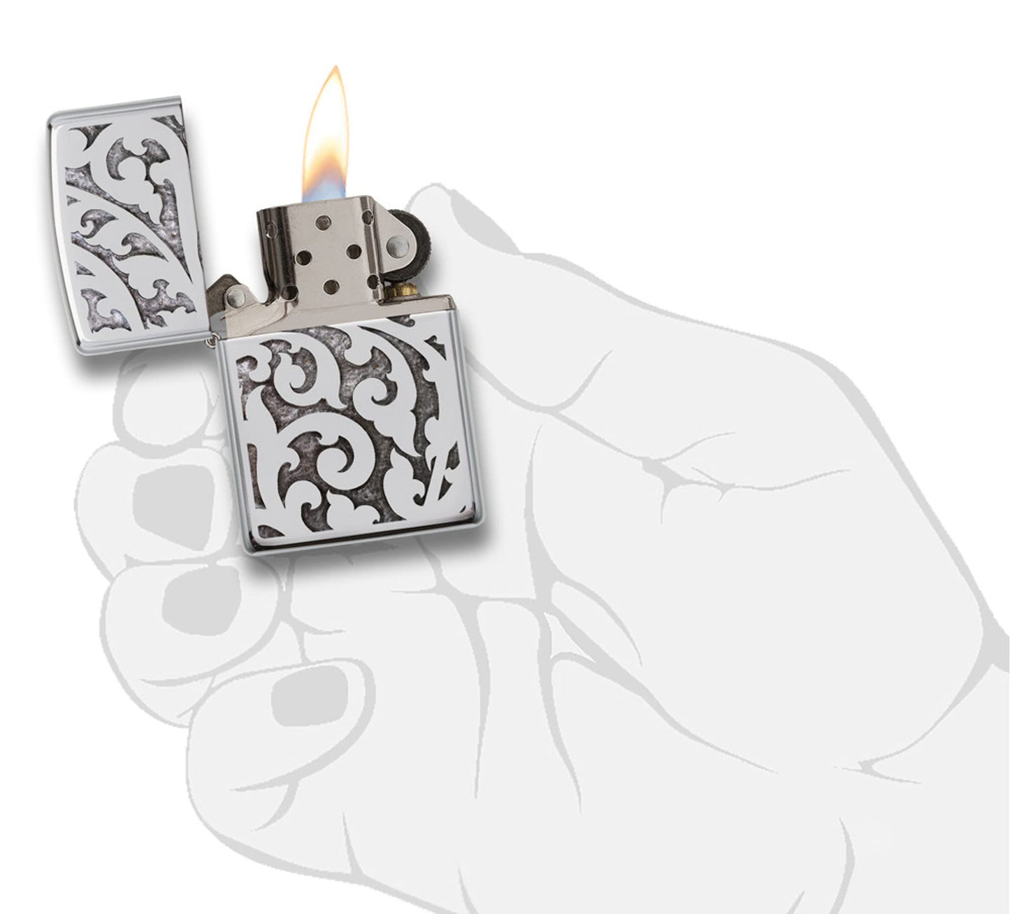 Zippo Filigree Design High Polish Chrome Pocket Lighter