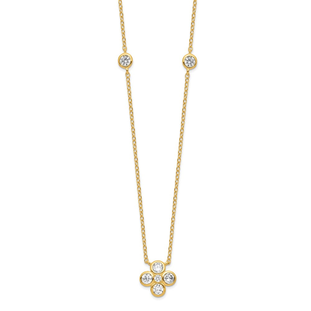 Sterling Silver Gold-plated Polished CZ 18in w/2in ext. Necklace 18 Inches