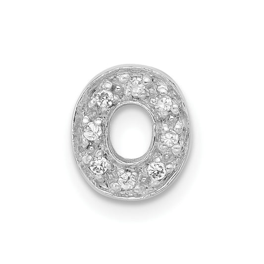 Sterling Silver Polished CZ Initial O Chain Slide Charm