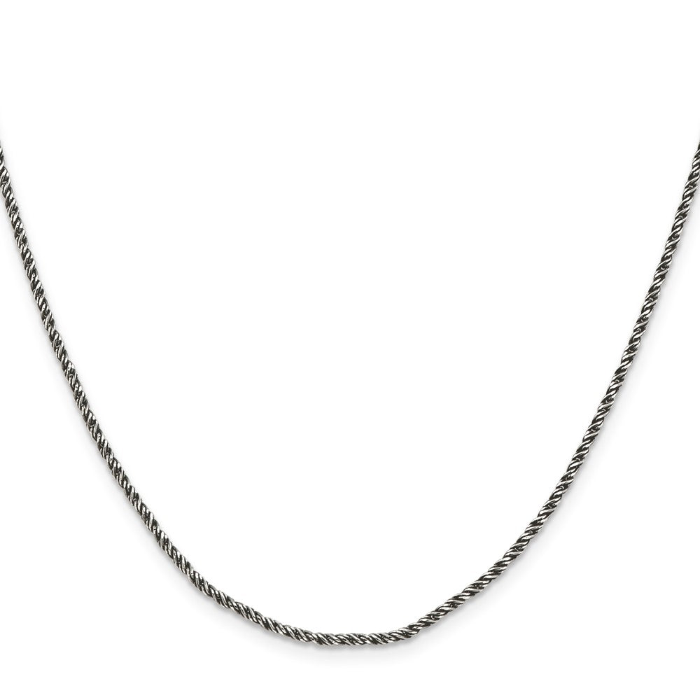Sterling Silver Ruthenium-plated 1.7mm Twisted Tight Wheat Chain 18 Inches