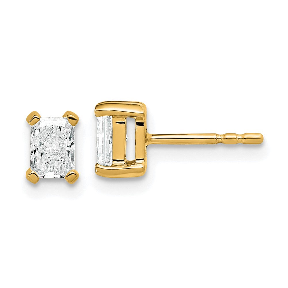 14k Yellow Gold 3/4 ctw Lab Grown Diamond VS+ F+ Radiant 4 Prong Heavy Wt. Stud Earrings