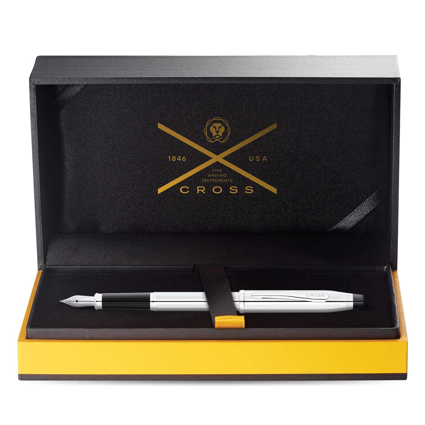 Cross Century II Refillable Fountain Pen, Medium Nib, Includes Premium Gift Box - Lustrous Chrome