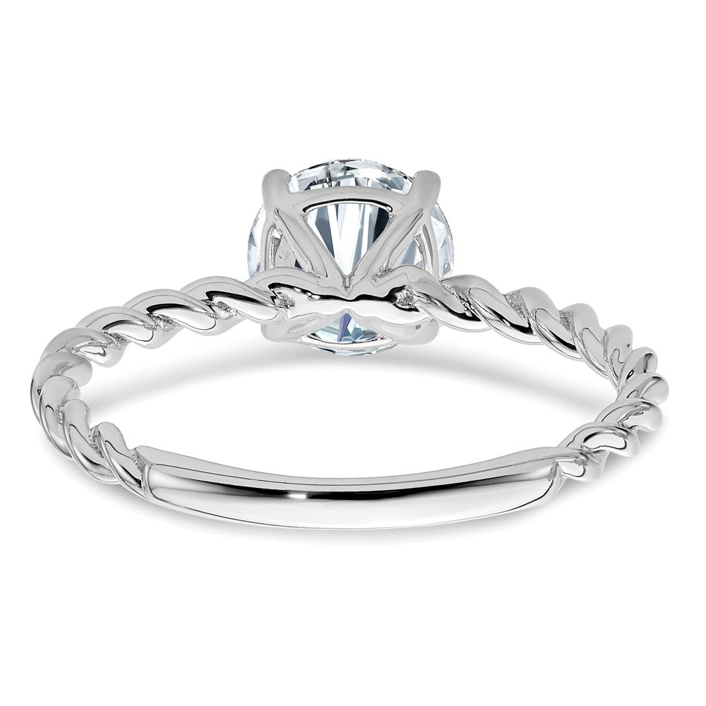 Sterling Silver Round Twisted Band CZ Engagement Ring