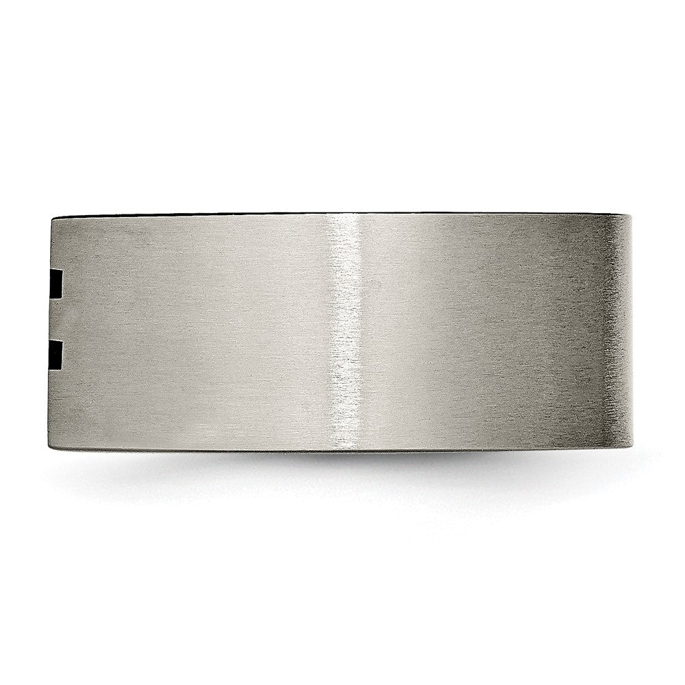 Titanium Brushed Black Enamel Stripes 10mm Band Size - 12.5